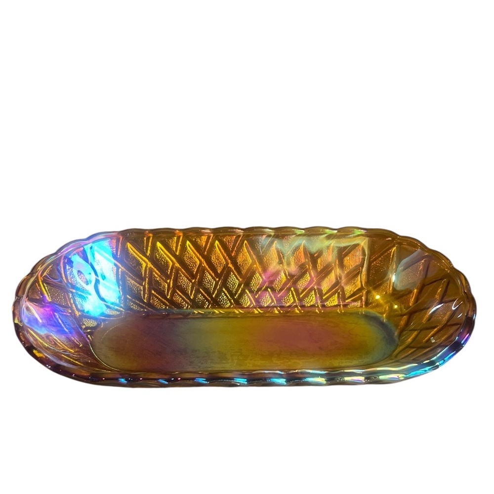 EVC~ Indiana Glass Oblong Carnival Celery Bowl in excellent vintage condition.